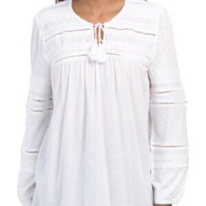 😍 3x $18 Clearance NWOT LUCKY BRAND Crochet Lace Tie Neck Top